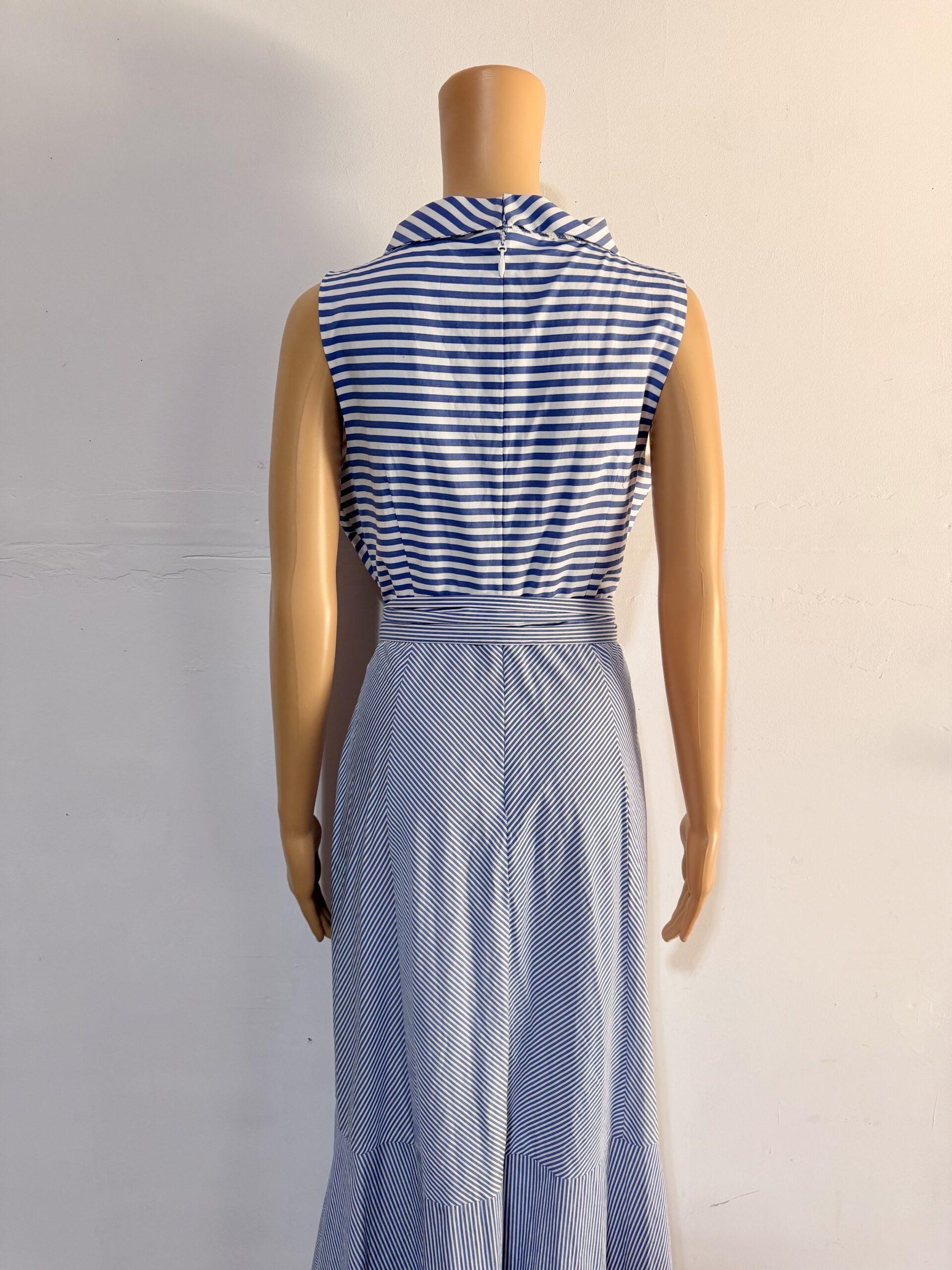 IMG_2766 New York & Company Cotton Dress Size 4 Maxi Striped Belted