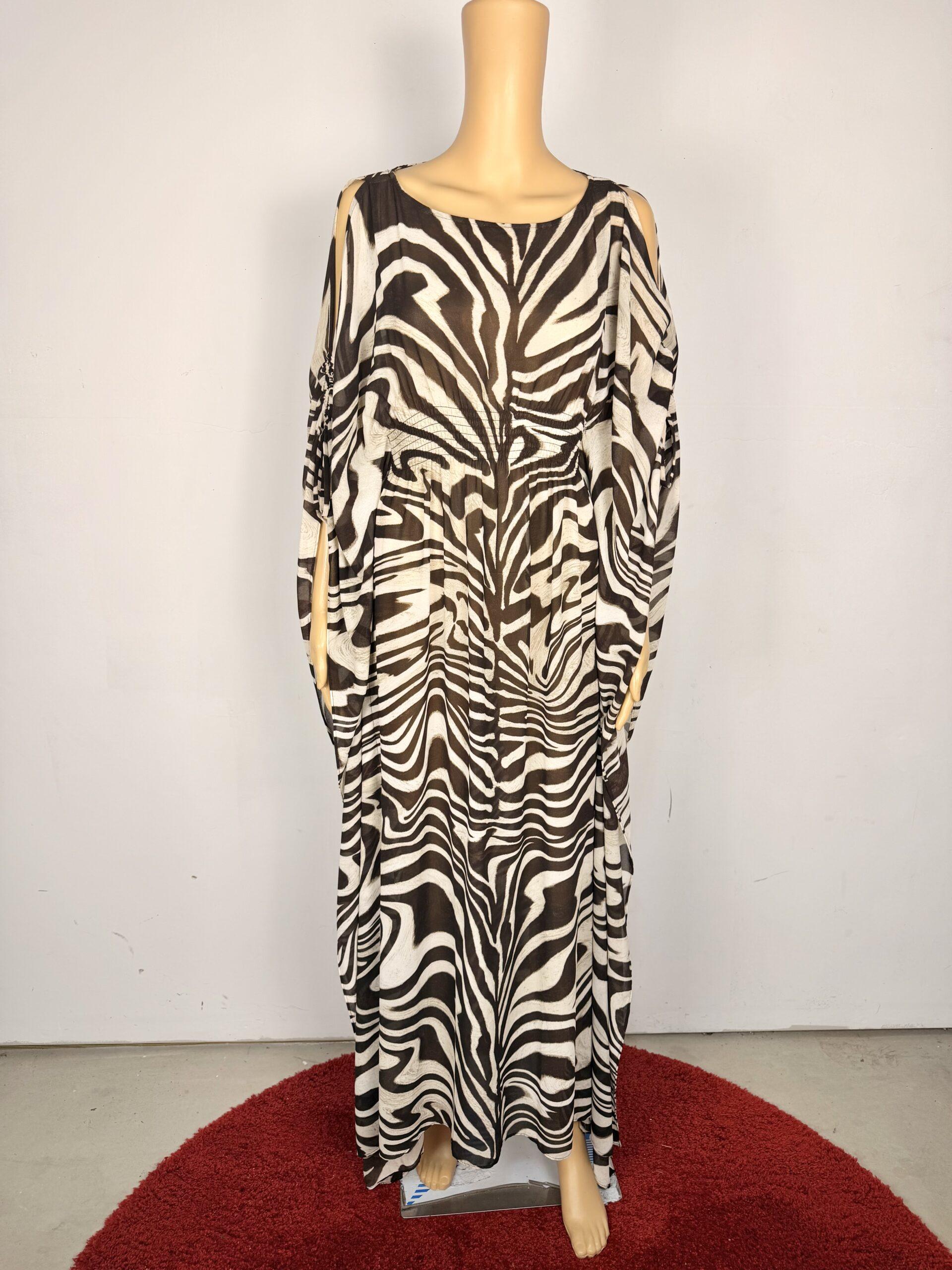 Michael Kors Brown Zebra Print Kaftan Size XS Maxi Dress