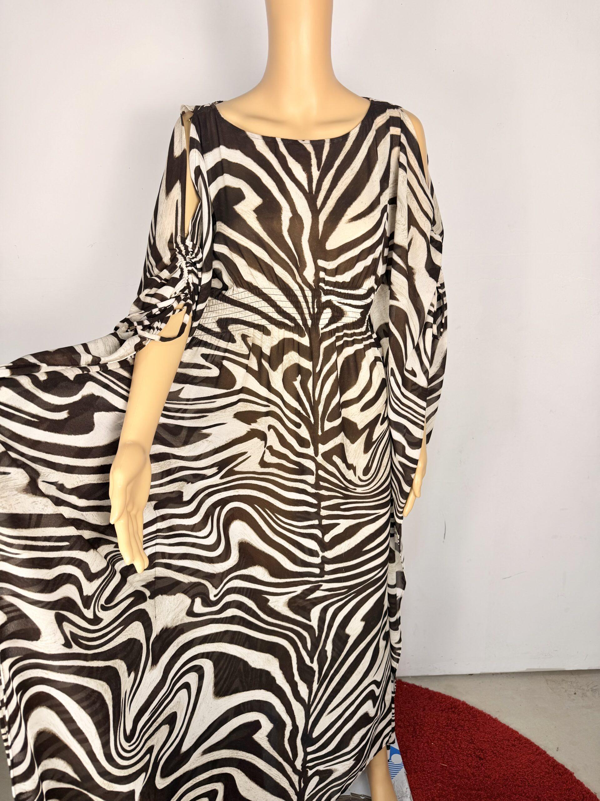Michael Kors Brown Zebra Print Kaftan Size XS Maxi Dress