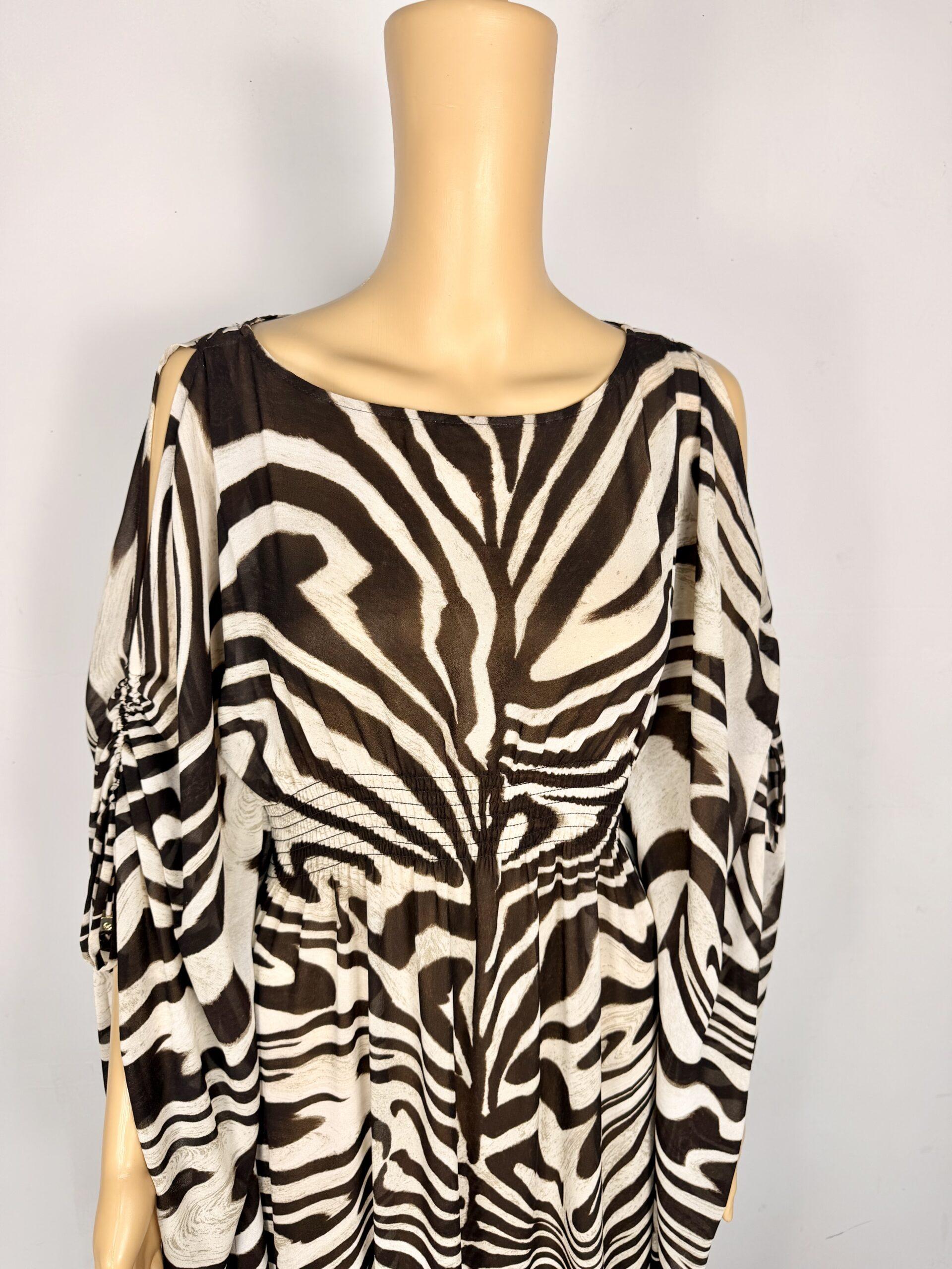 Michael Kors Brown Zebra Print Kaftan Size XS Maxi Dress