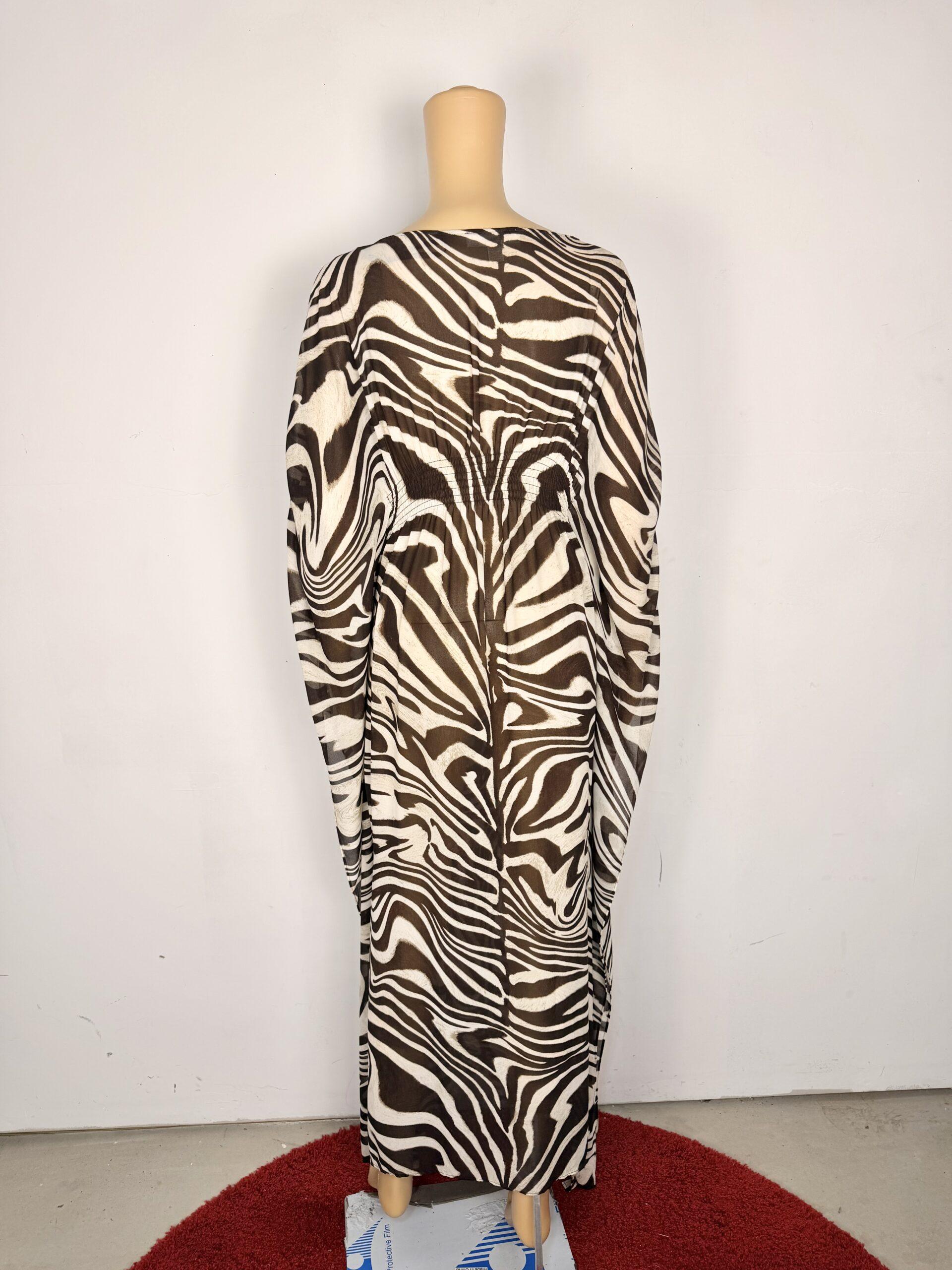Michael Kors Brown Zebra Print Kaftan Size XS Maxi Dress
