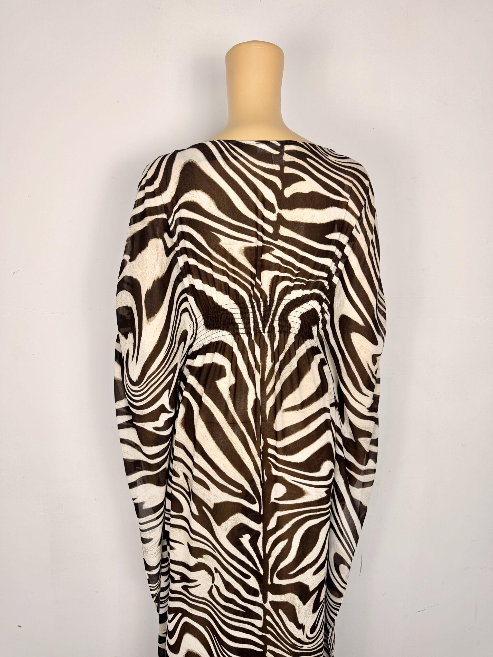 Michael Kors Brown Zebra Print Kaftan Size XS Maxi Dress