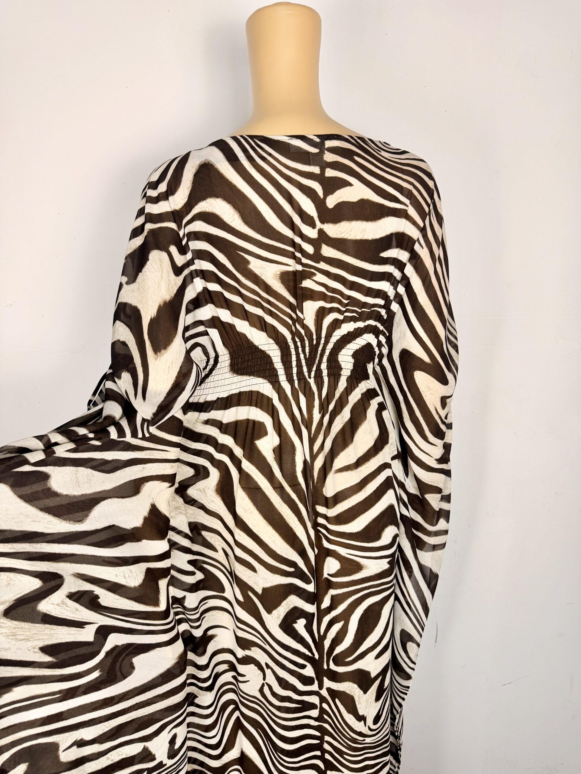 Michael Kors Brown Zebra Print Kaftan Size XS Maxi Dress