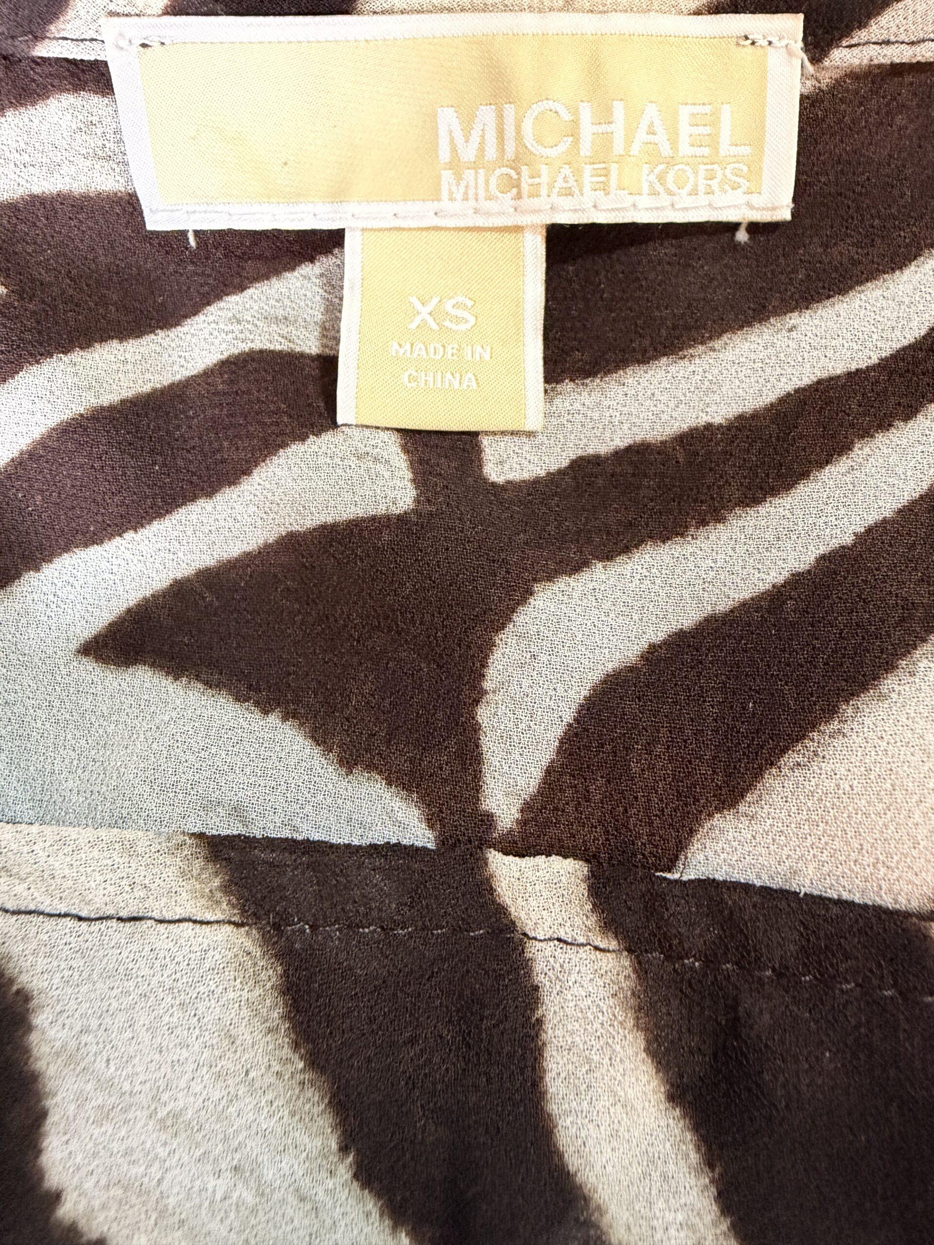 Michael Kors Brown Zebra Print Kaftan Size XS Maxi Dress