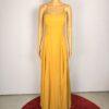 Lulus Yellow Mustard Backless Maxi Gown Dress Size M