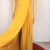 Lulus Yellow Mustard Backless Maxi Gown Dress Size M