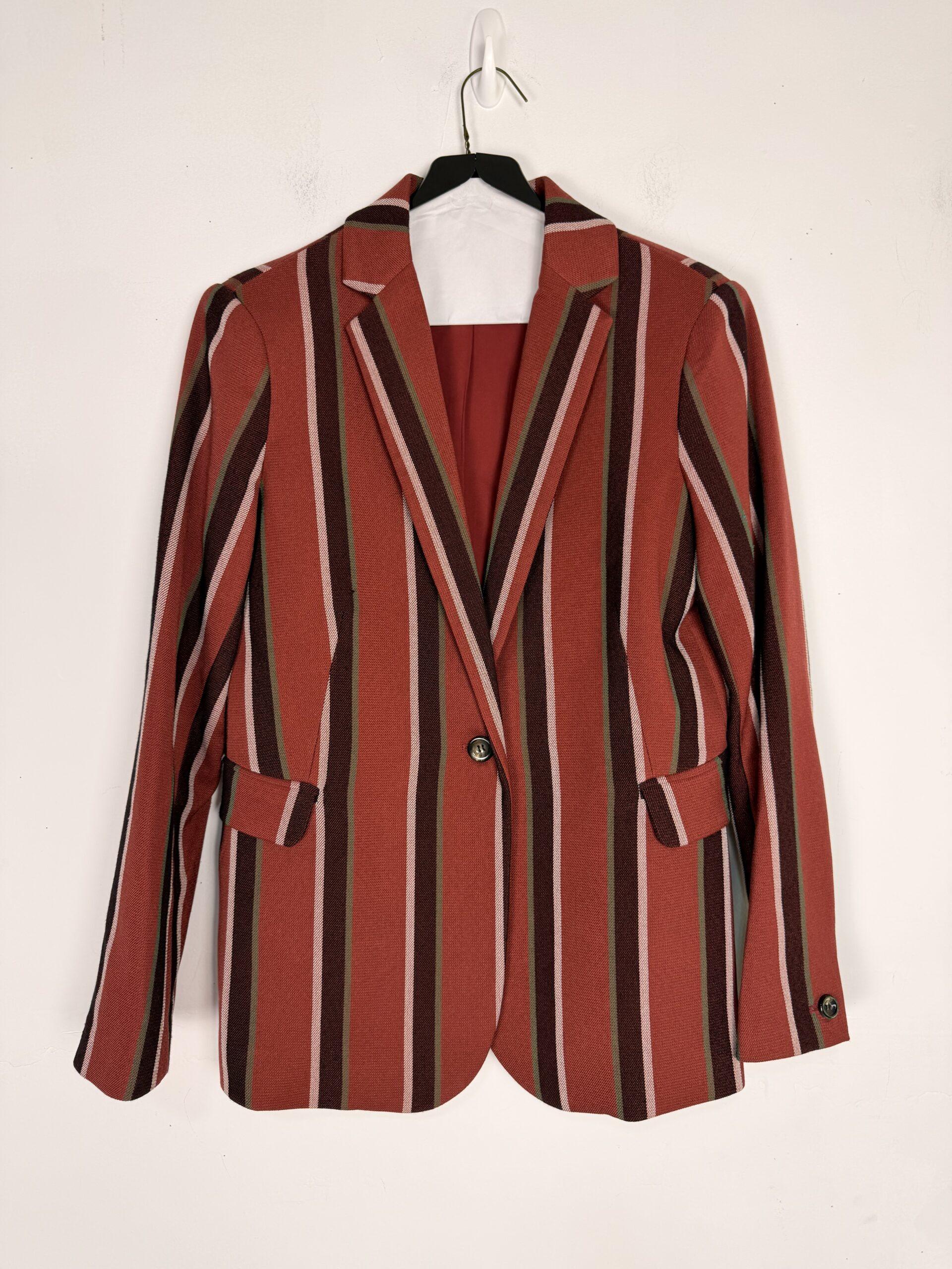 Mural Women One Button Blazer Striped Tailored Size M