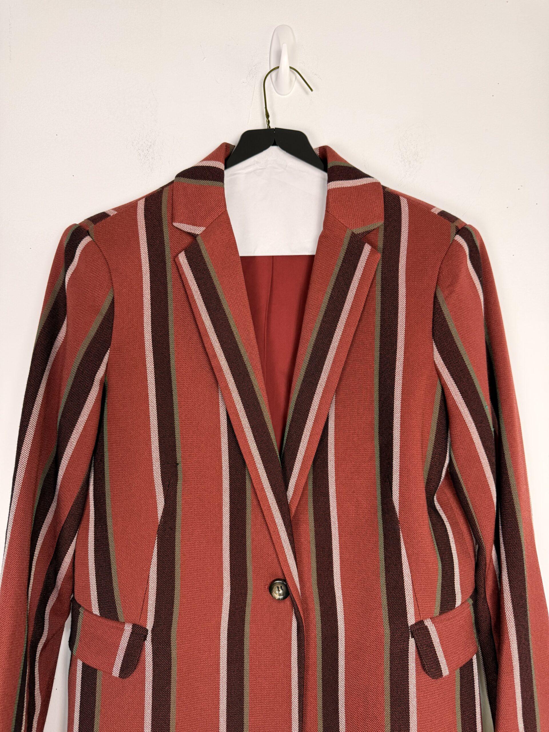 Mural Women One Button Blazer Striped Tailored Size M
