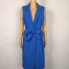 7TH Avenue Mid Length Vest Size M Belted Blue Pockets