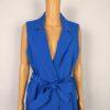 7TH Avenue Mid Length Vest Size M Belted Blue Pockets