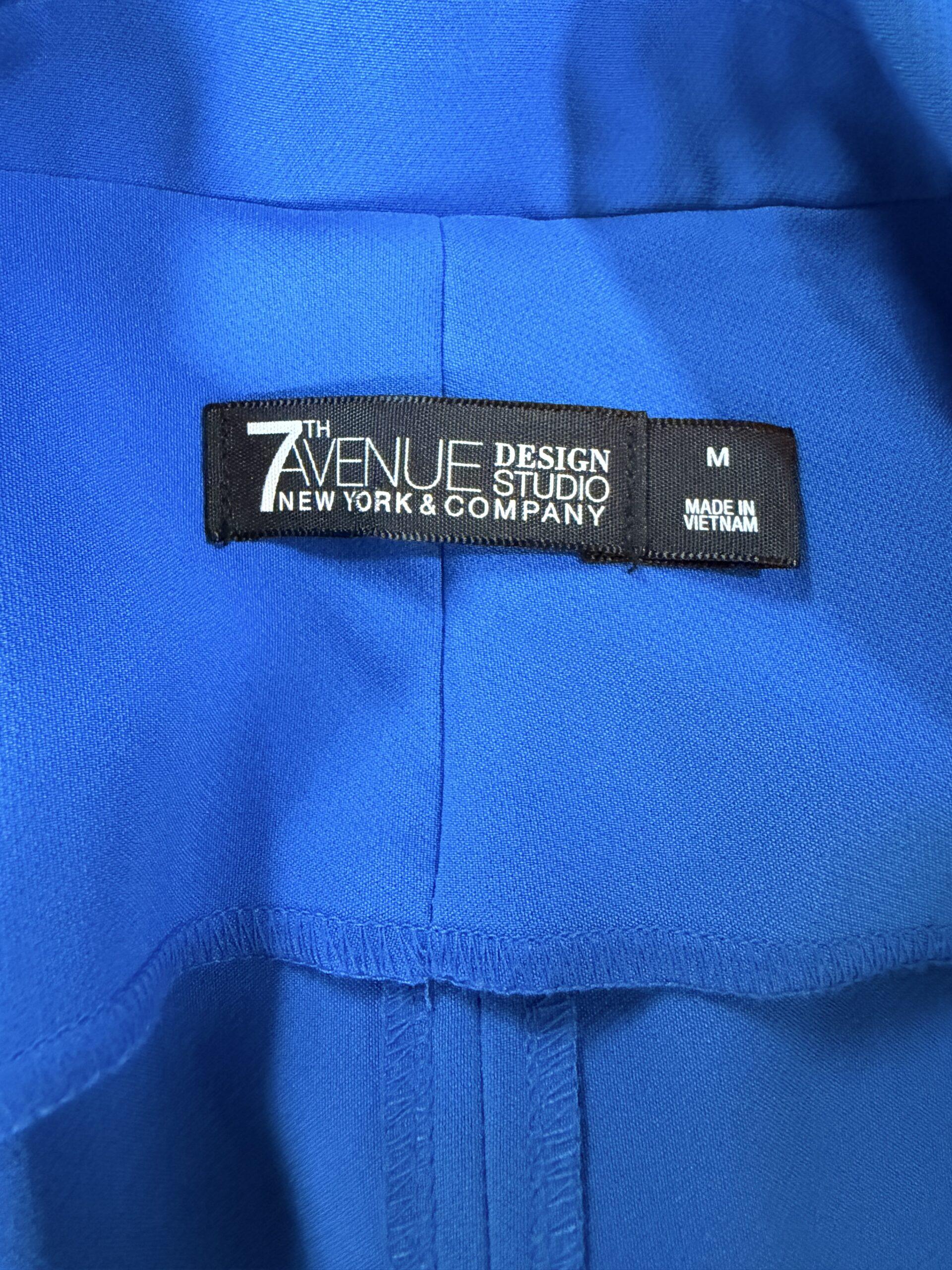 7TH Avenue Mid Length Vest Size M Belted Blue Pockets