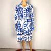 Shein White Blue Floral Shirt Dress Ruffle Belted Size L