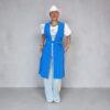 7TH Avenue Mid Length Vest Size M Belted Blue Pockets