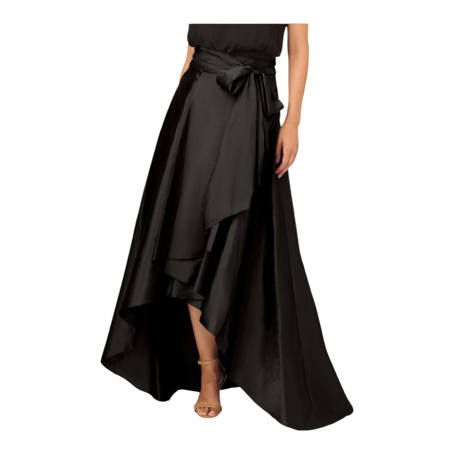 Adrianna Papell Asymmetrical Skirt Size 6 Black Belted