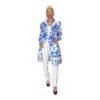 Shein White Blue Floral Shirt Dress Ruffle Belted Size L