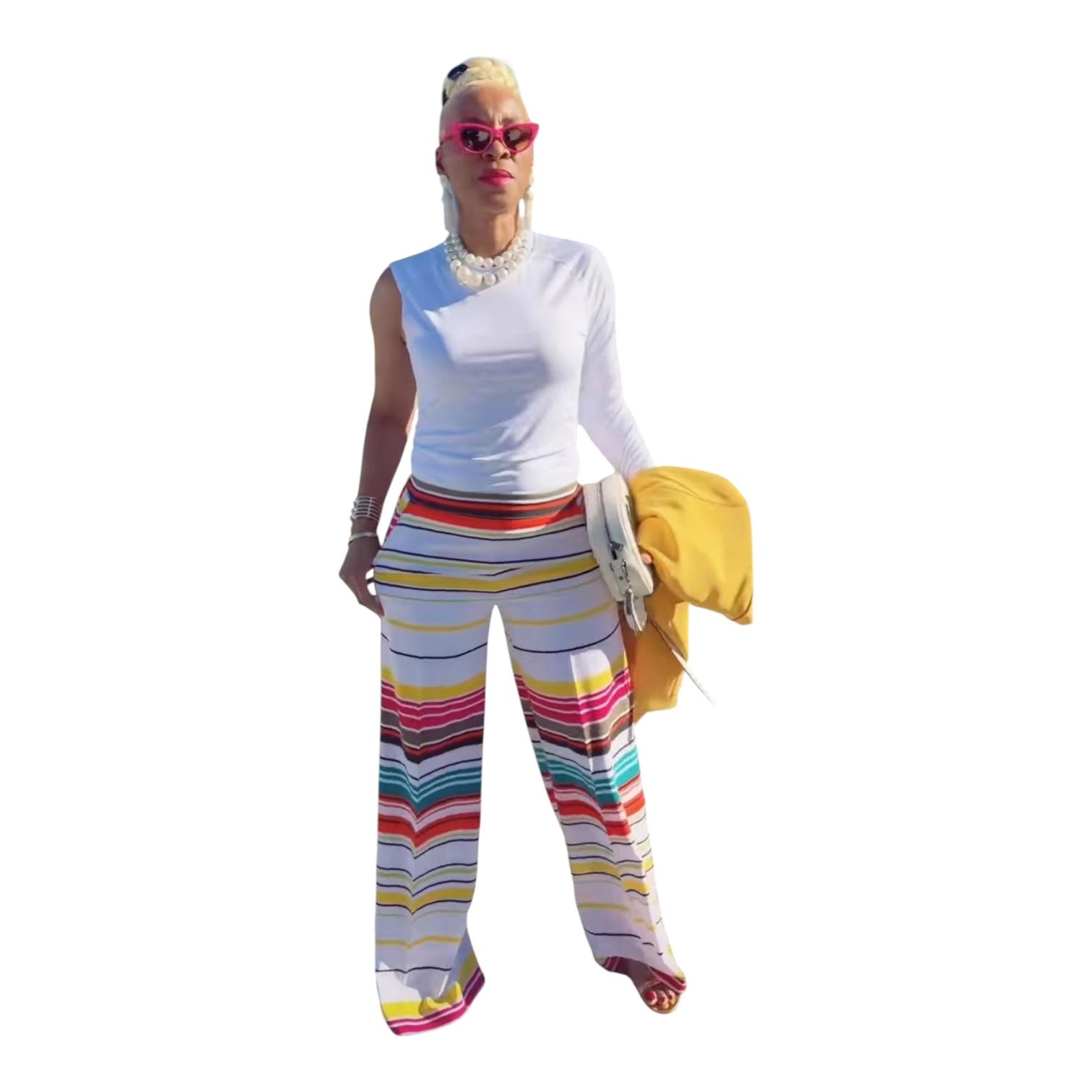 New York and Company Multicolor Striped Women Pants Size S